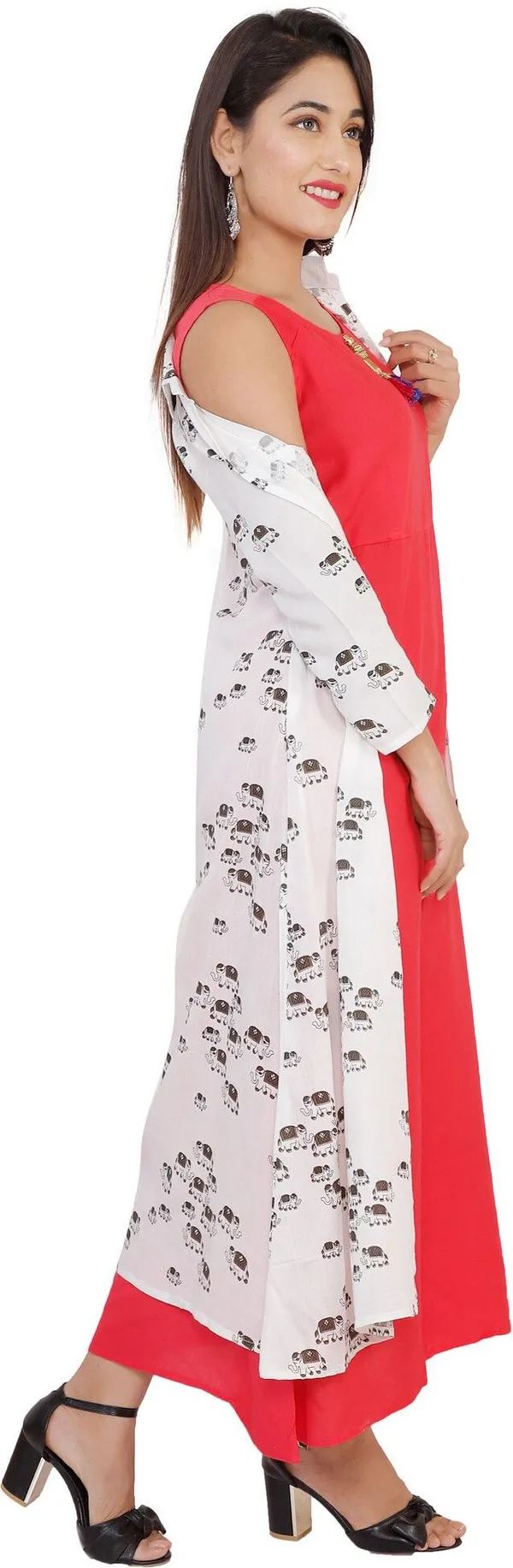 Pink_Printed_Asymmetric_Kurta_With_Shrug_For_Women