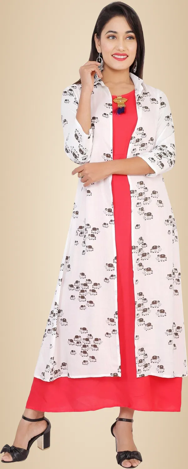 Pink_Printed_Asymmetric_Kurta_With_Shrug_For_Women