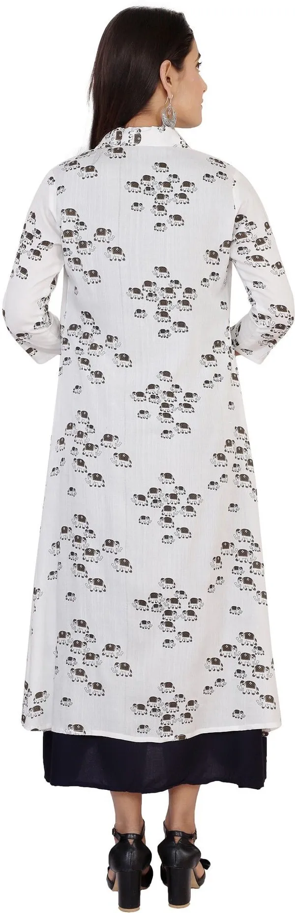 Blue_Printed_Asymmetric_Kurta_With_Shrug_For_Women
