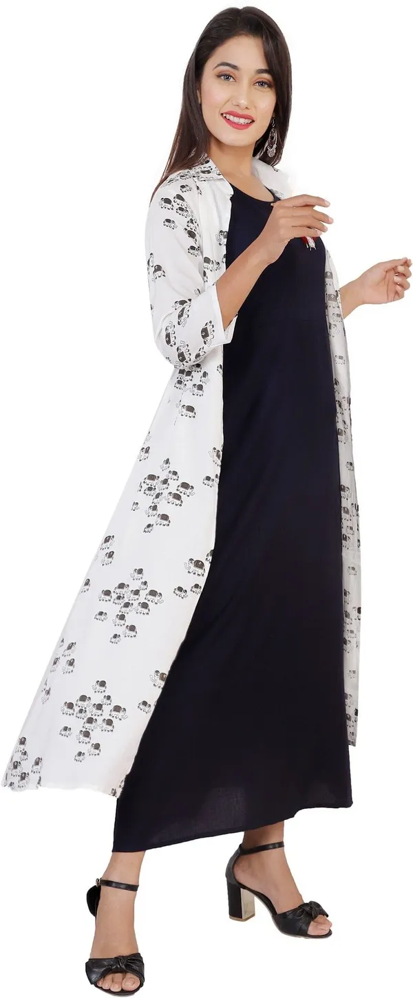 Blue_Printed_Asymmetric_Kurta_With_Shrug_For_Women