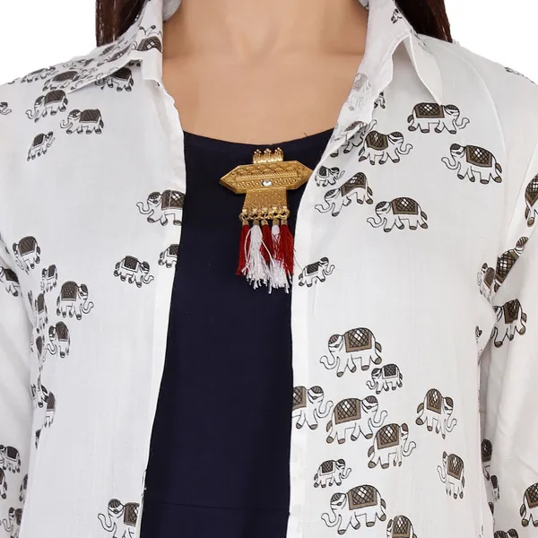 Blue_Printed_Asymmetric_Kurta_With_Shrug_For_Women