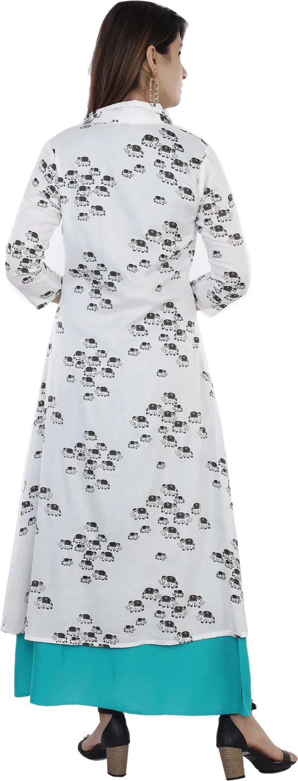 Light_Blue_Printed_A-Line_Kurta_With_Shrug_For_Women