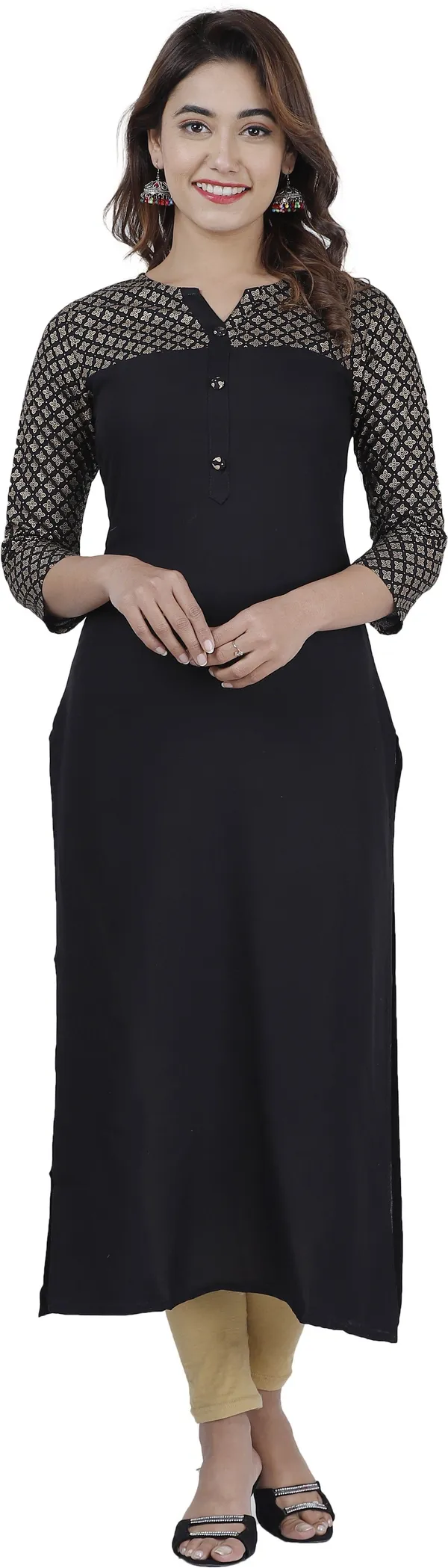 Black_Printed_Straight_Kurta_For_Women