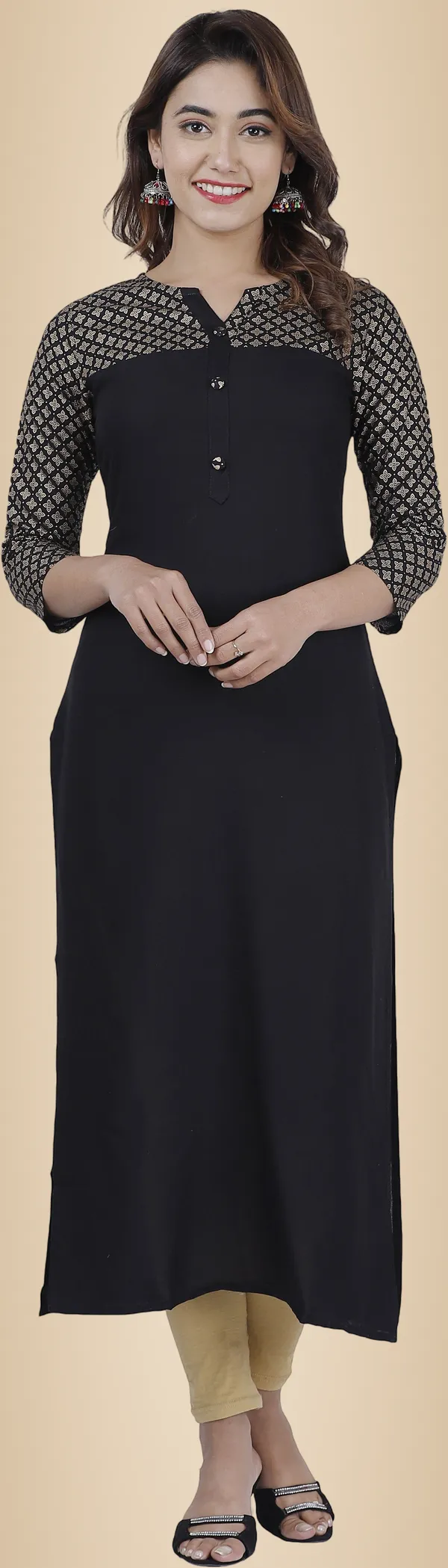 Black_Printed_Straight_Kurta_For_Women