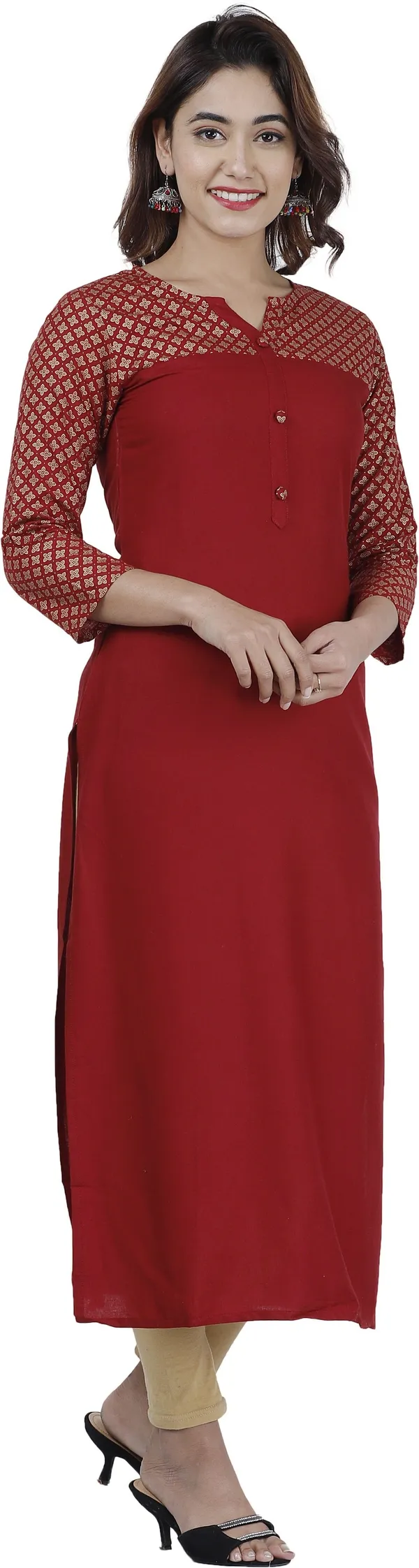 Maroon_Printed_Straight_Kurta_For_Women