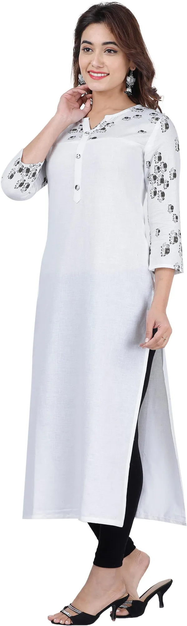 White_Printed_Straight_Kurta_For_Women