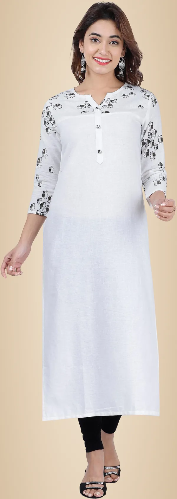 White_Printed_Straight_Kurta_For_Women
