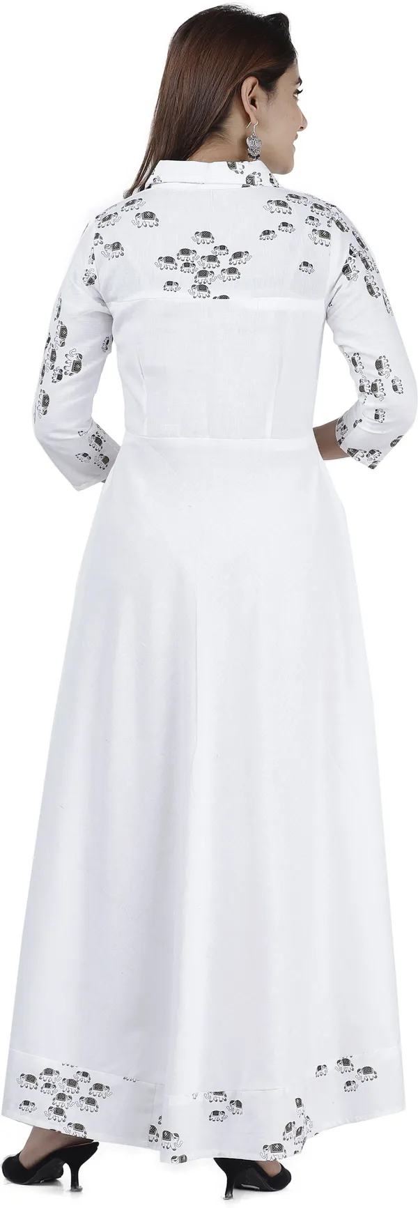 White_Printed_Flared_Kurta_For_Women