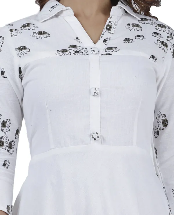 White_Printed_Flared_Kurta_For_Women