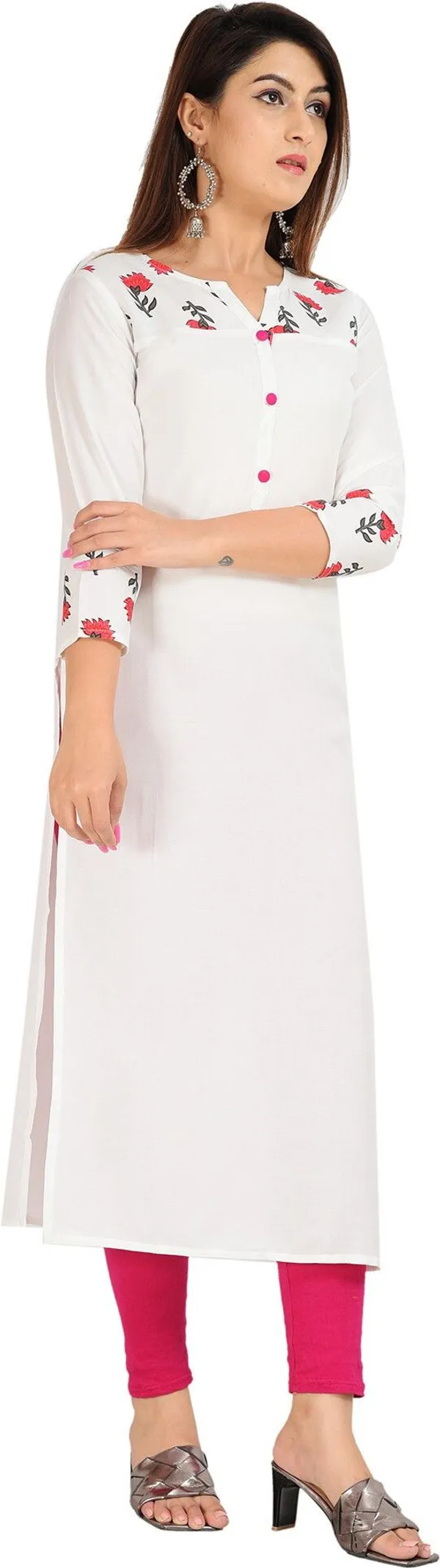 White_Solid_Straight_Kurta_For_Women