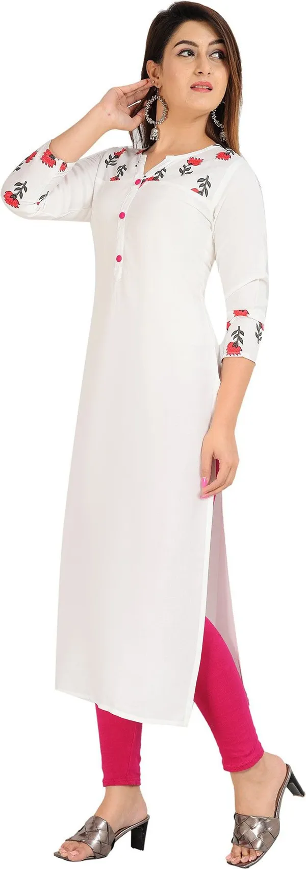 White_Solid_Straight_Kurta_For_Women