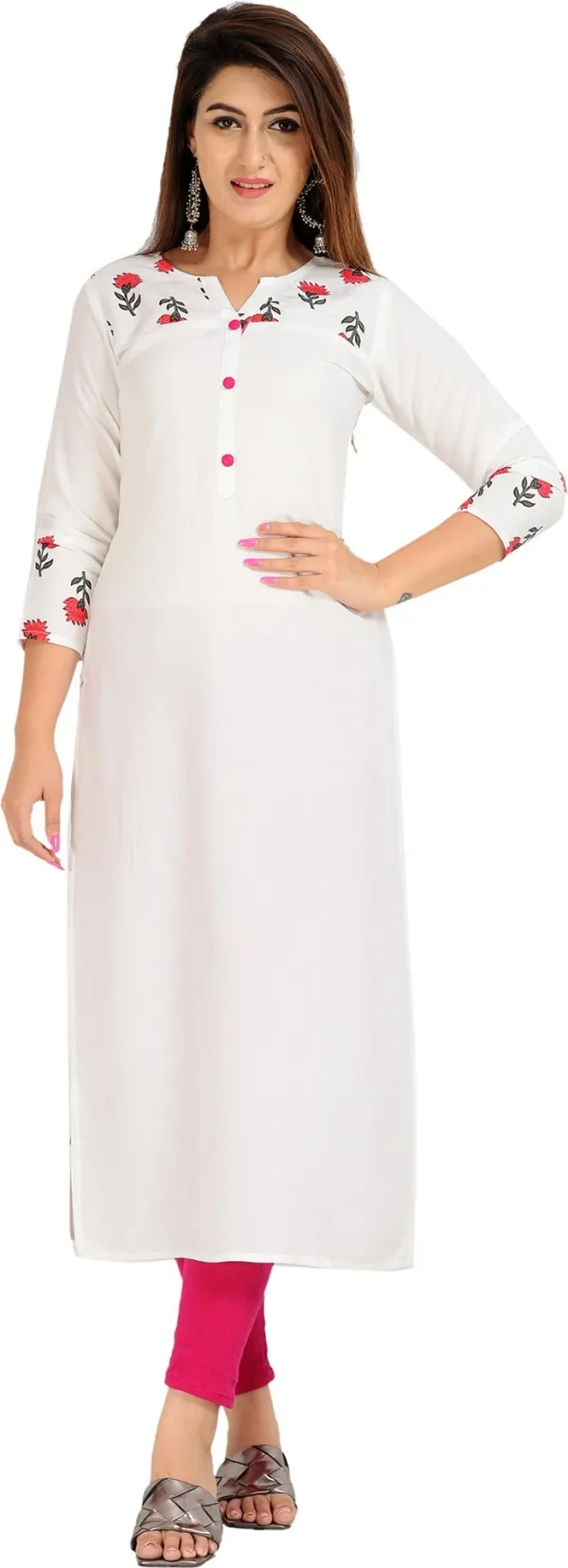 White_Solid_Straight_Kurta_For_Women