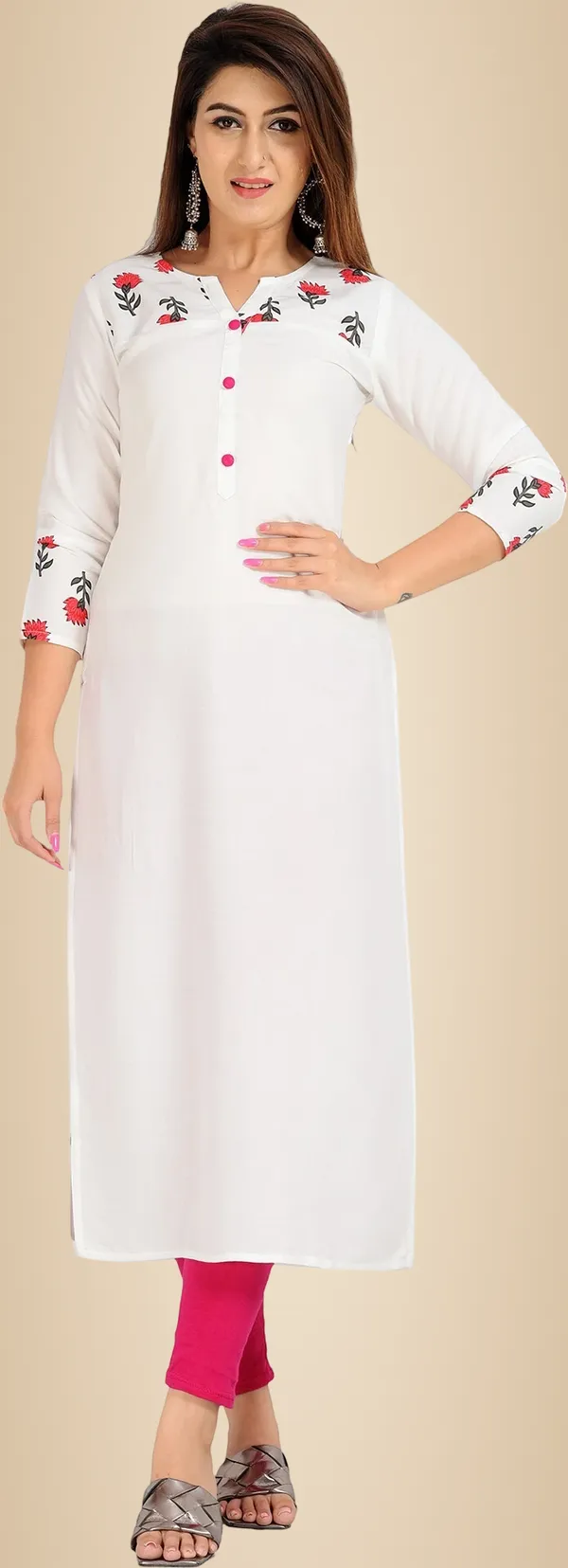 White_Solid_Straight_Kurta_For_Women
