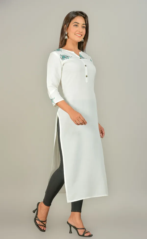 White_Printed_Straight_Kurta_For_Women