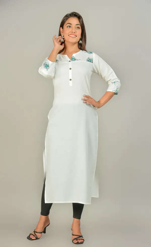 White_Printed_Straight_Kurta_For_Women