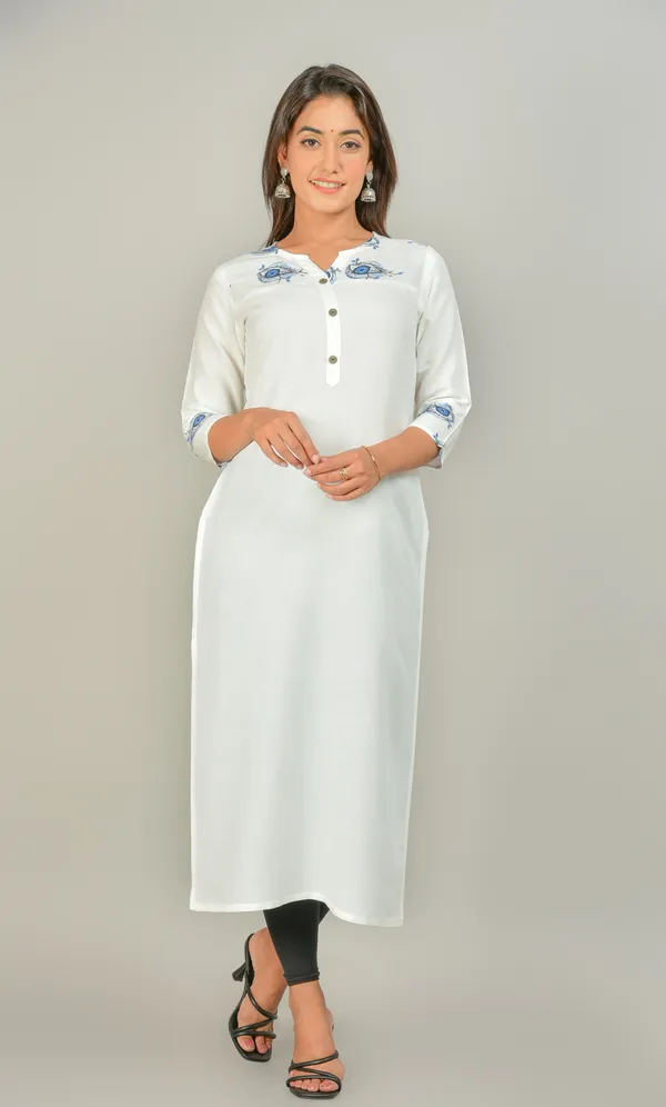 White_Printed_Straight_Kurta_For_Women