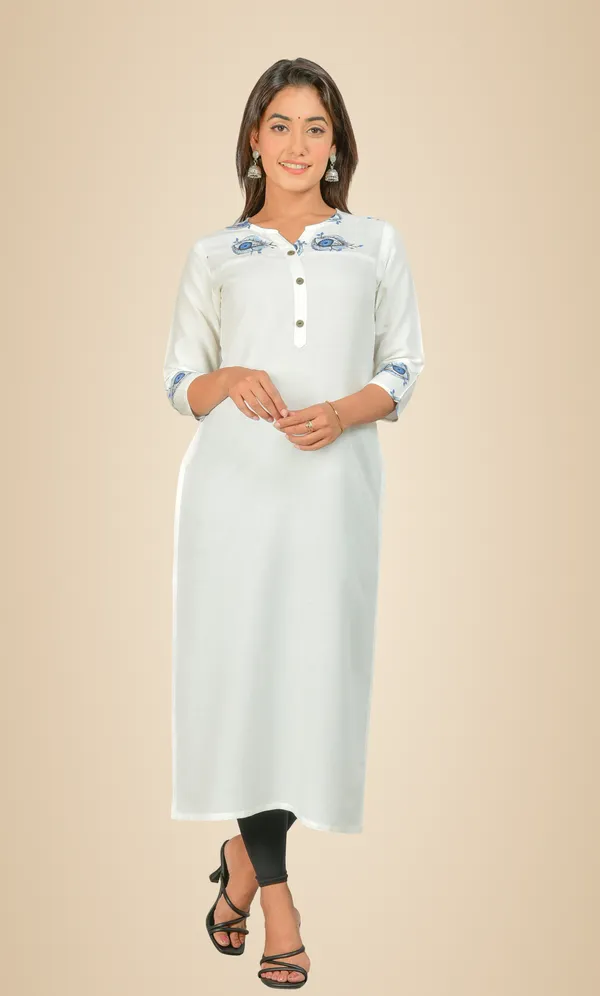 White_Printed_Straight_Kurta_For_Women