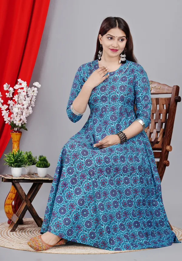 Blue_Printed_Anarkali_Kurta_For_Women