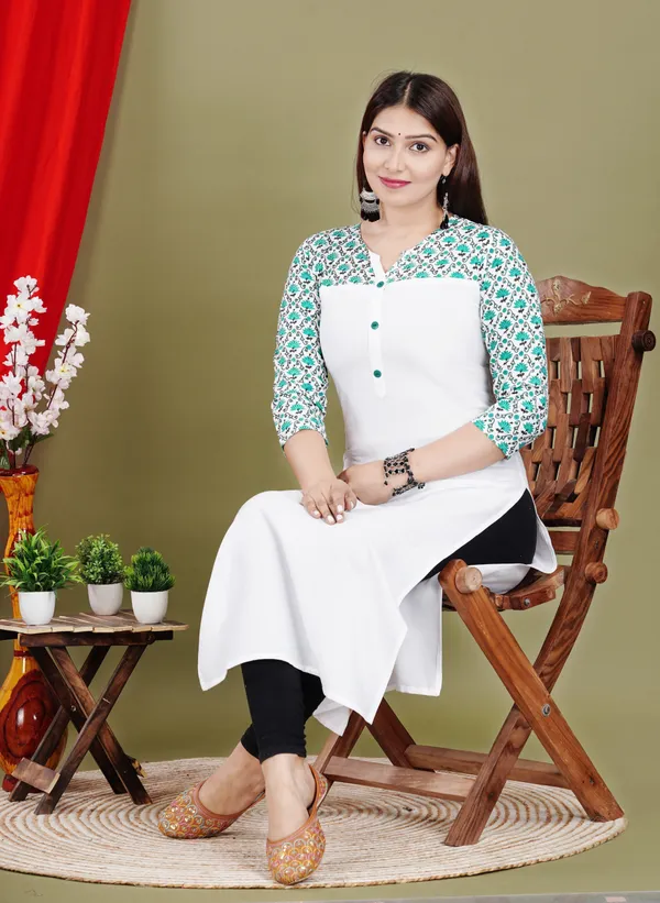 White_Printed_Straight_Kurta_For_Women