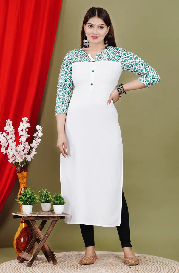 White_Printed_Straight_Kurta_For_Women