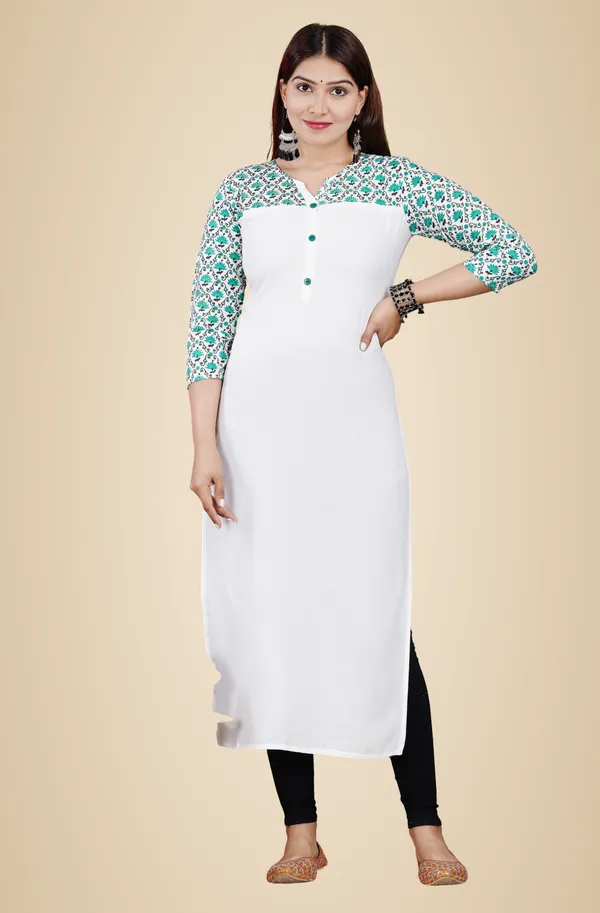 White_Printed_Straight_Kurta_For_Women