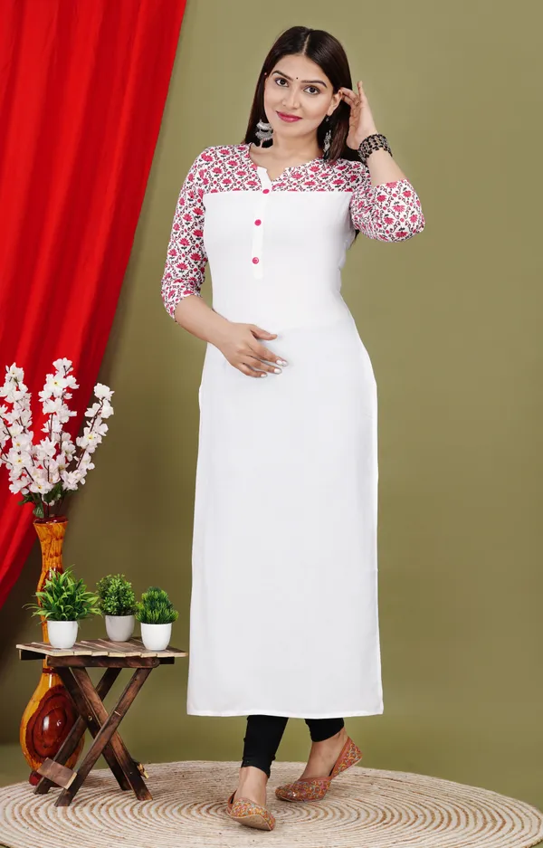 White_Printed_Straight_Kurta_For_Women