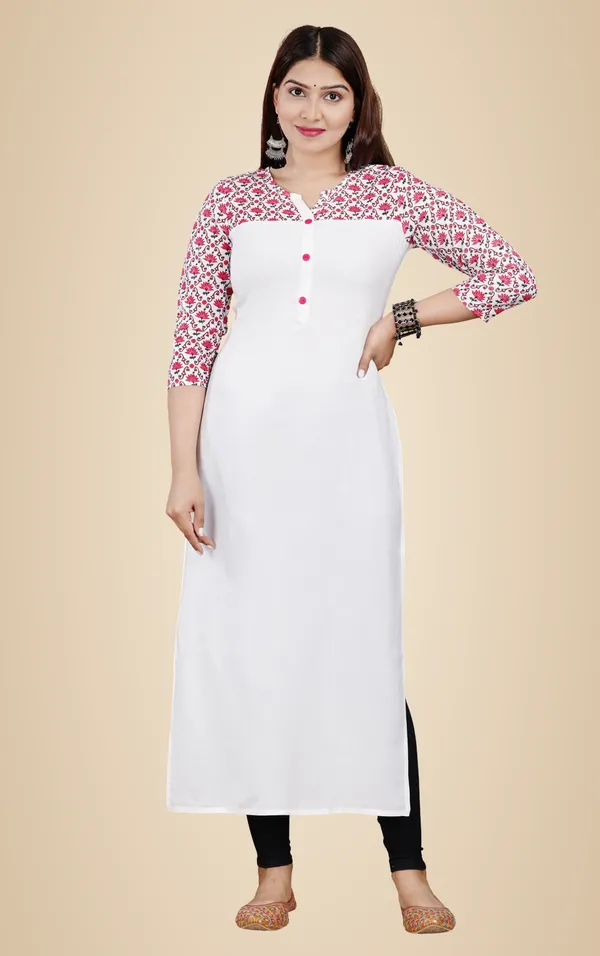 White_Printed_Straight_Kurta_For_Women