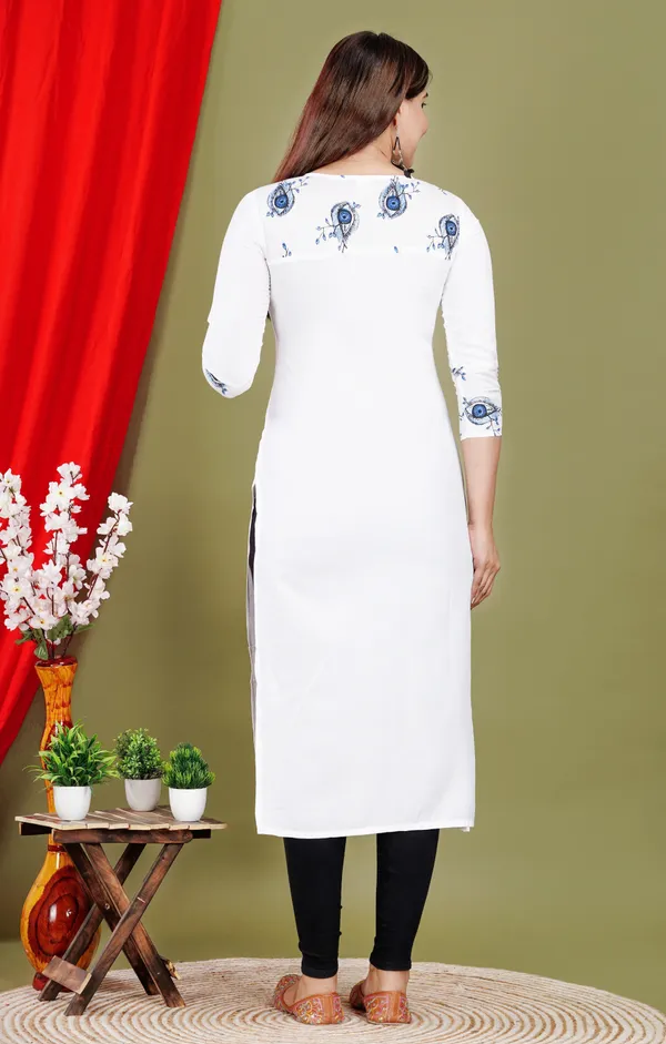 White_Printed_Straight_Kurta_For_Women