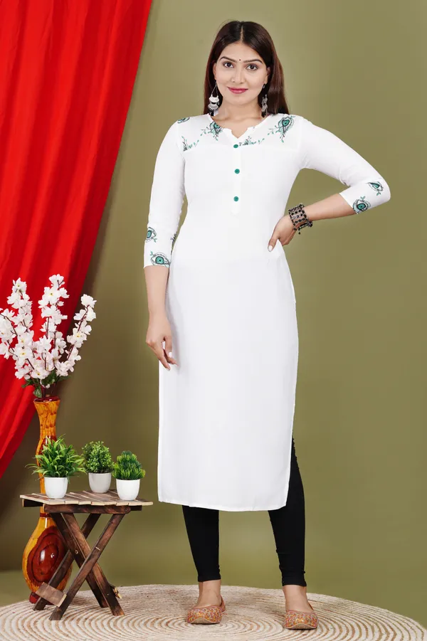 White_Printed_Straight_Kurta_For_Women