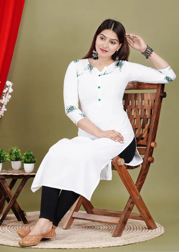 White_Printed_Straight_Kurta_For_Women