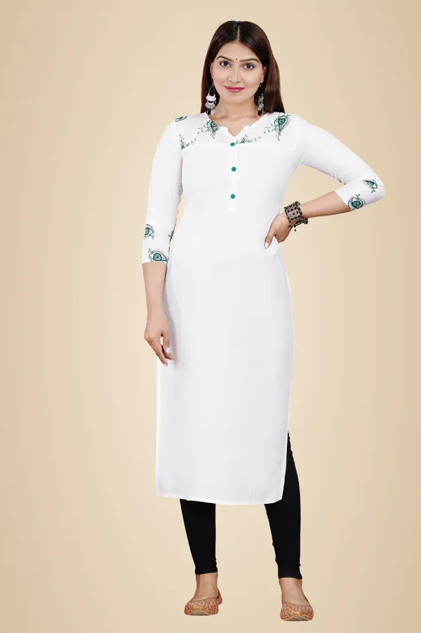 White_Printed_Straight_Kurta_For_Women