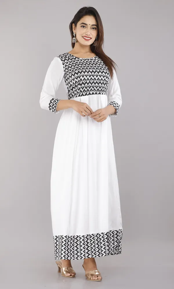 White_Floral_Print_A-Line_Kurta_For_Women