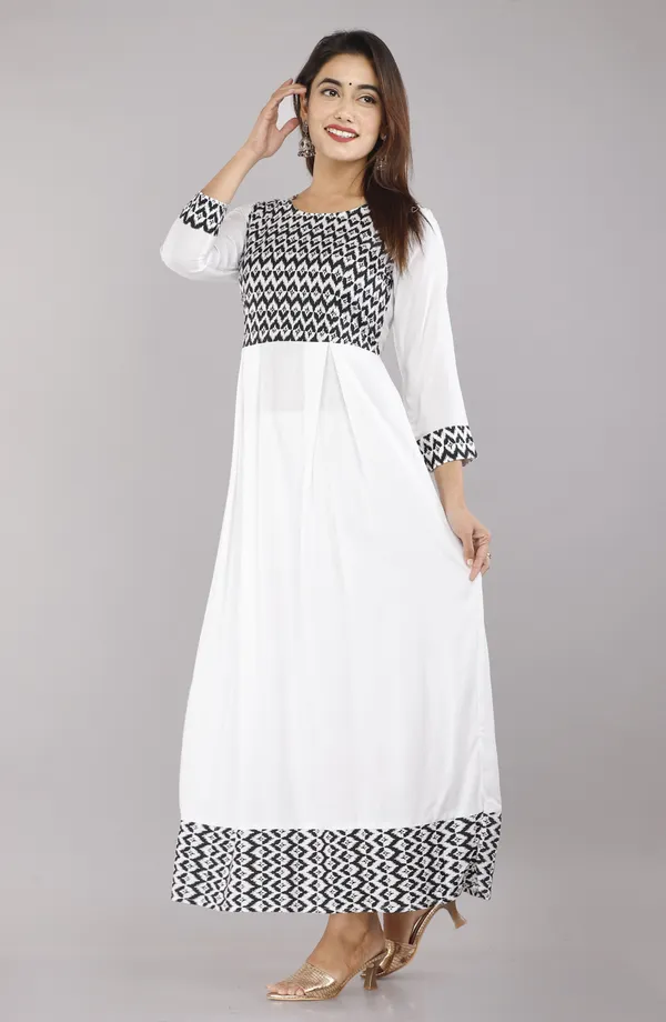 White_Floral_Print_A-Line_Kurta_For_Women