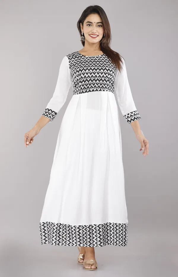 White_Floral_Print_A-Line_Kurta_For_Women