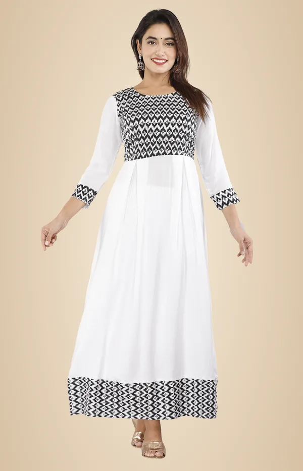 White_Floral_Print_A-Line_Kurta_For_Women