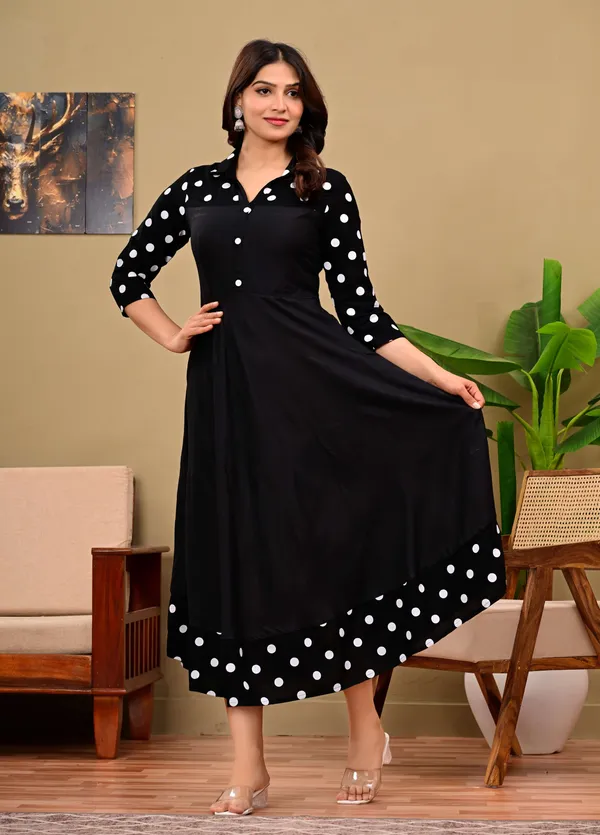 Black_Polka_Print_Anarkali_Kurta_For_Women