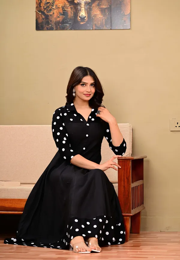 Black_Polka_Print_Anarkali_Kurta_For_Women