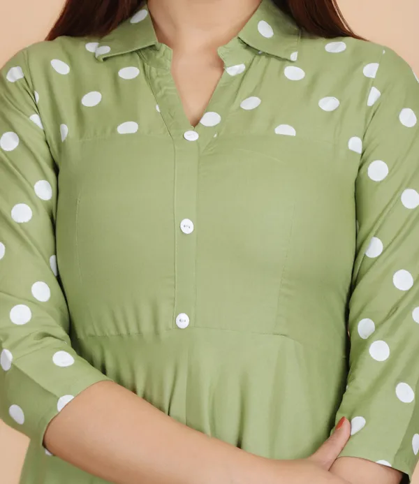 Green_Polka_Print_Anarkali_Kurta_For_Women