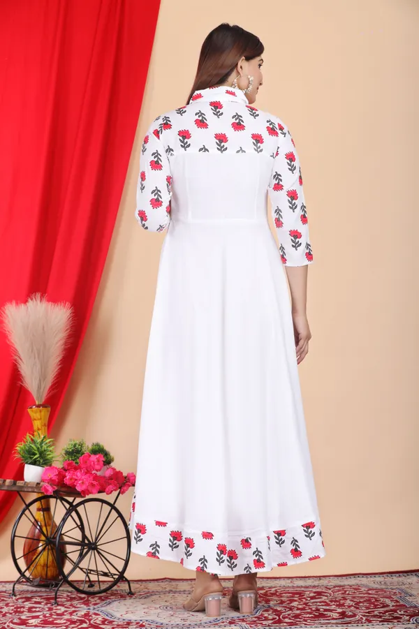 White_Floral_Print_Gown_Kurta_For_Women