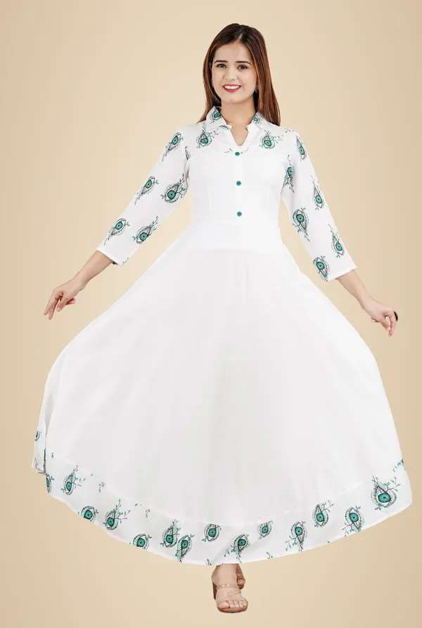 White_&_Blue_Printed_Anarkali_Kurta_For_Women