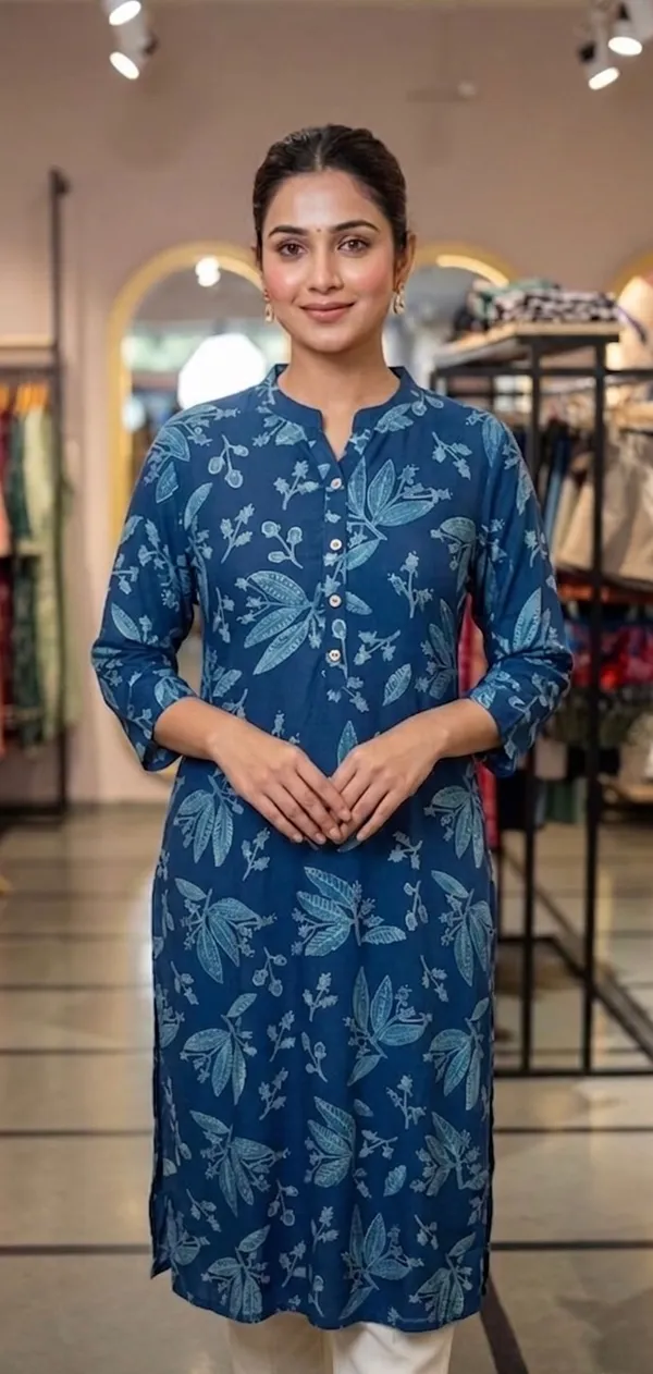 Blue_Floral_Printed_Kurta_for_Women