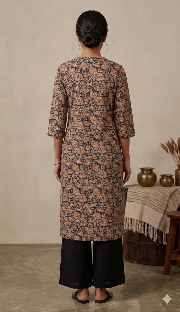 Floral_Printed_Straight_Kurta_with_Three_Quarter_Sleeves