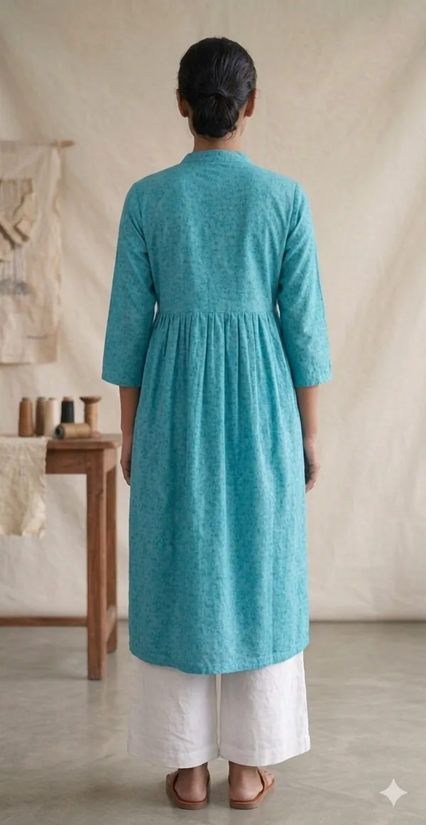 Turquoise_Blue_Cotton_Kurta_For_Women