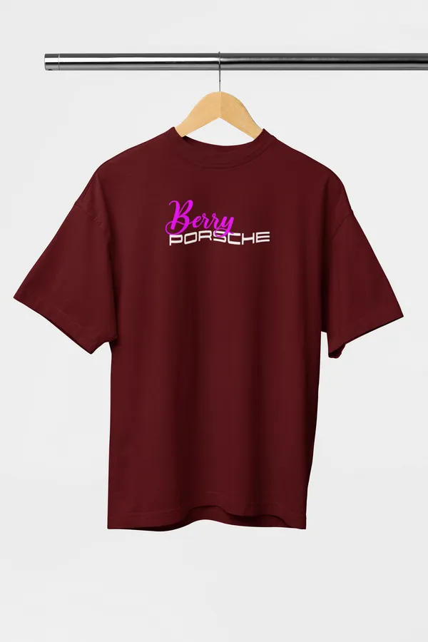 Wine_Berry_Porsche_911_Gt3_Rs_Aesthetic_Oversized_T-Shirt_240_GSM_French_Terry_Cotton_For_Unisex