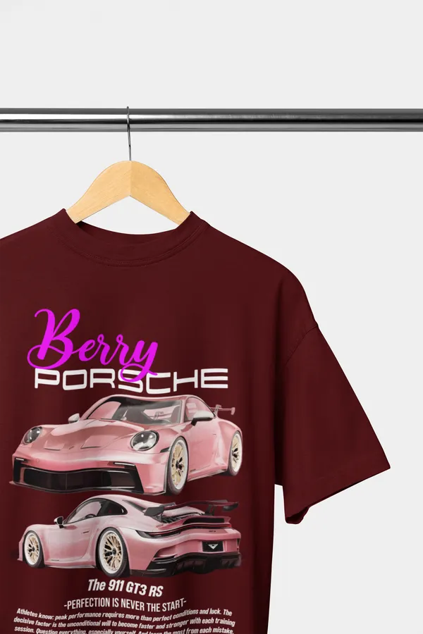 Wine_Berry_Porsche_911_Gt3_Rs_Aesthetic_Oversized_T-Shirt_240_GSM_French_Terry_Cotton_For_Unisex