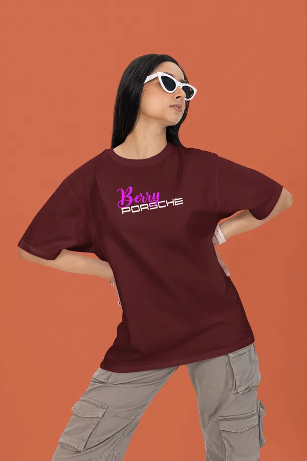 Wine_Berry_Porsche_911_Gt3_Rs_Aesthetic_Oversized_T-Shirt_240_GSM_French_Terry_Cotton_For_Unisex