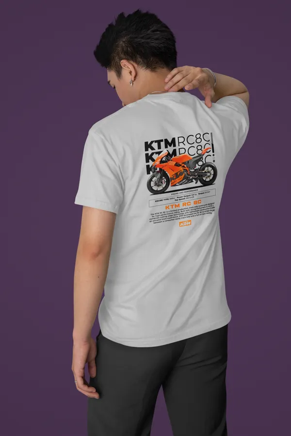 Grey_KTM_Rc8_C_Track_Ready_Regular_Fit_160_GSM_T-Shirt_For_Unisex