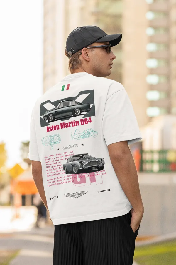 White_Aston_Martin_Db4_Gt_Zagato_Oversized_T-Shirt_Premium_French_Terry_Cotton_240_GSM_For_Unisex