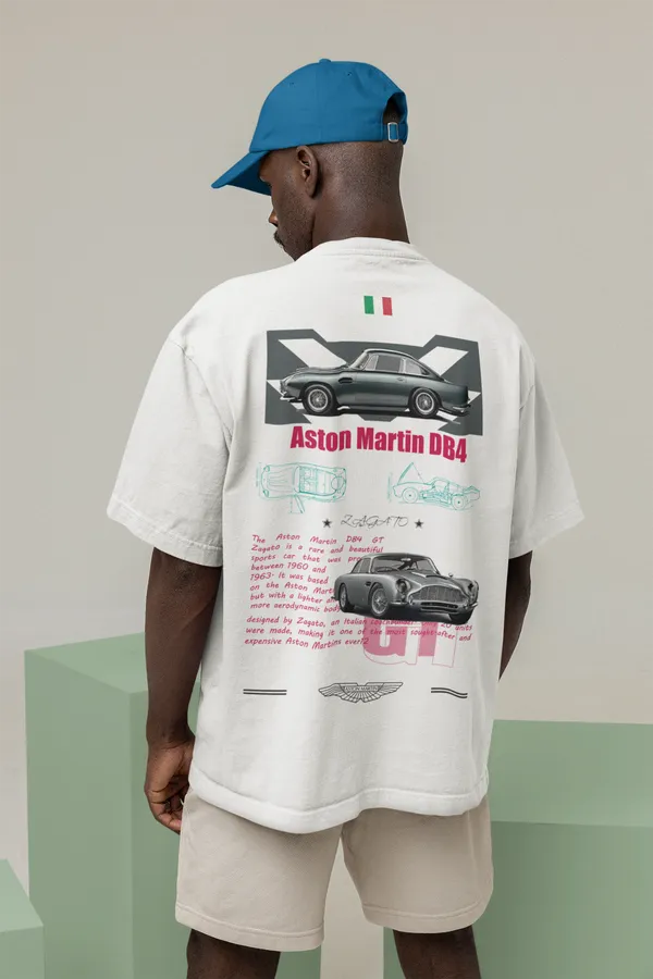 White_Aston_Martin_Db4_Gt_Zagato_Oversized_T-Shirt_Premium_French_Terry_Cotton_240_GSM_For_Unisex