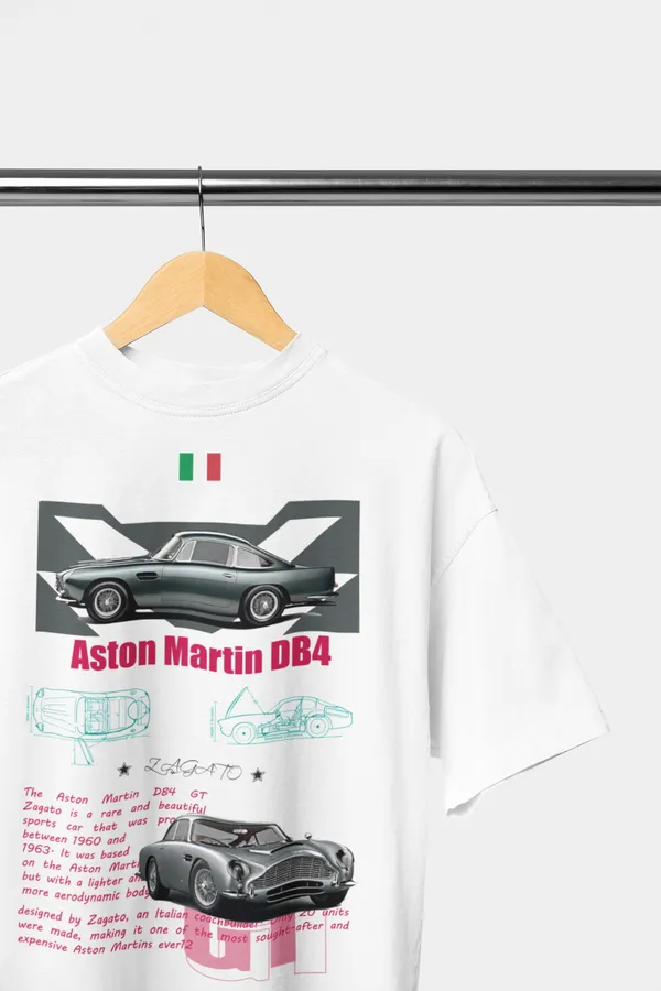 White_Aston_Martin_Db4_Gt_Zagato_Oversized_T-Shirt_Premium_French_Terry_Cotton_240_GSM_For_Unisex